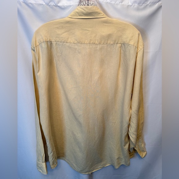 Brooks Brothers Size Medium 100% Irish Linen Shirt Button Down Yellow Beige - Picture 4 of 7